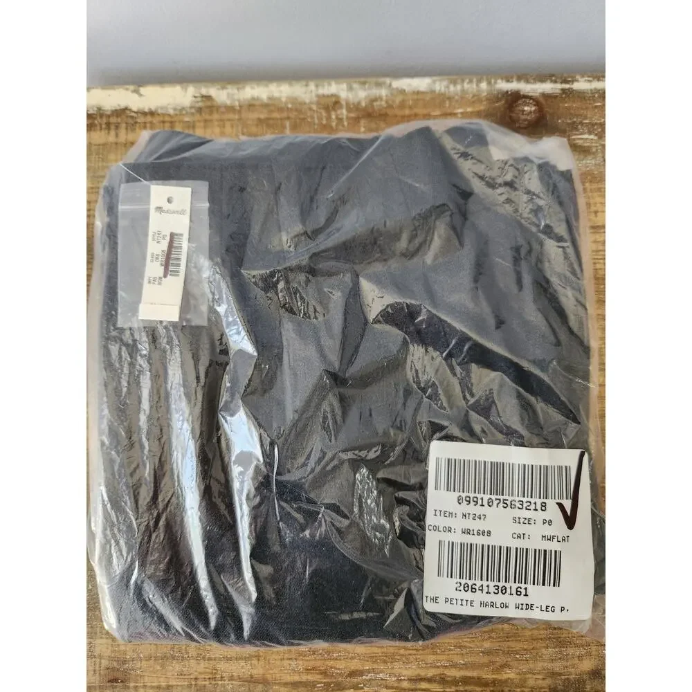 NWT Madewell The Petite Harlow Wide-Leg Trouser in Brushed Twill Gray 0P *Flaw
